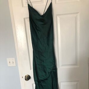 Emerald green satin dress!!!